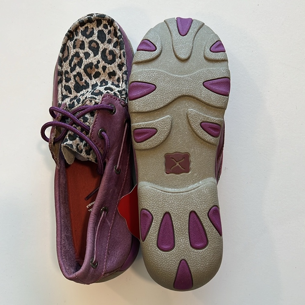 Twisted X - animal print, pink/purple leather topsiders, 9.5 - Picture 4 of 4